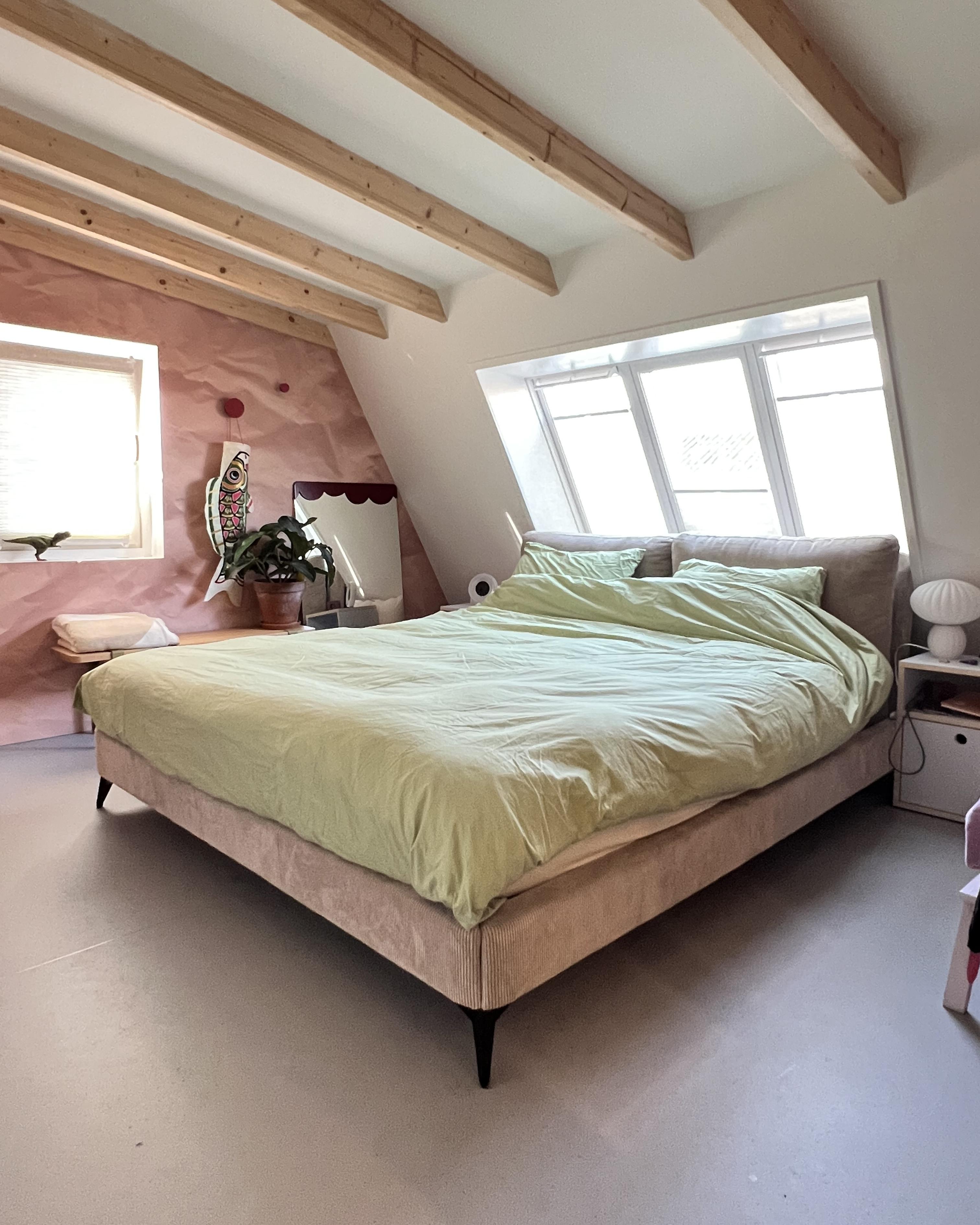 Bed Corduroy MELLE 180 x 200 cm Taupe