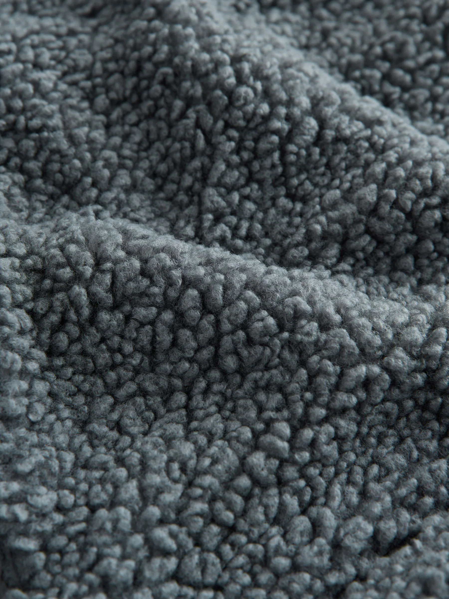 Grijs - Borg fleece met korte rits