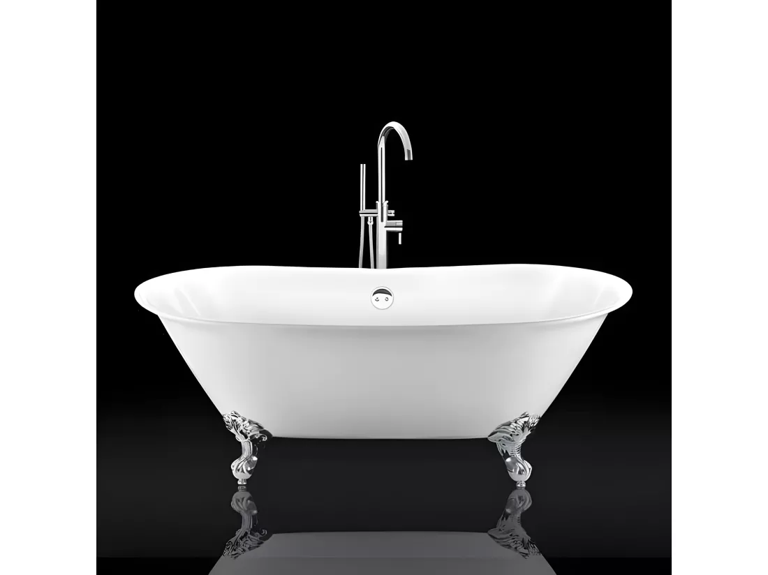 Baignoire ancienne rétro sur pieds SURRY HILLS Blanche 165 cm Pieds d'Aigle Chromés