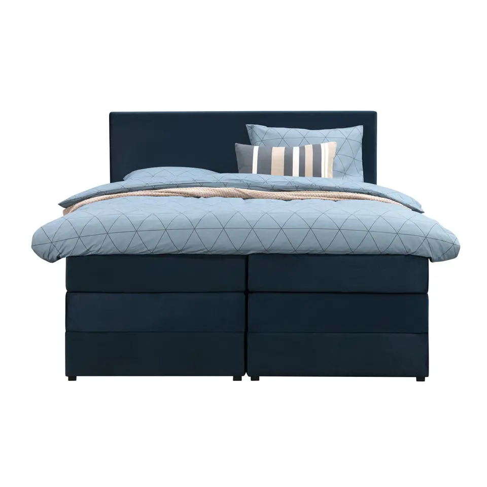 Boxspring met opbergruimte Liv egaal - blauw - 140x200 cm
