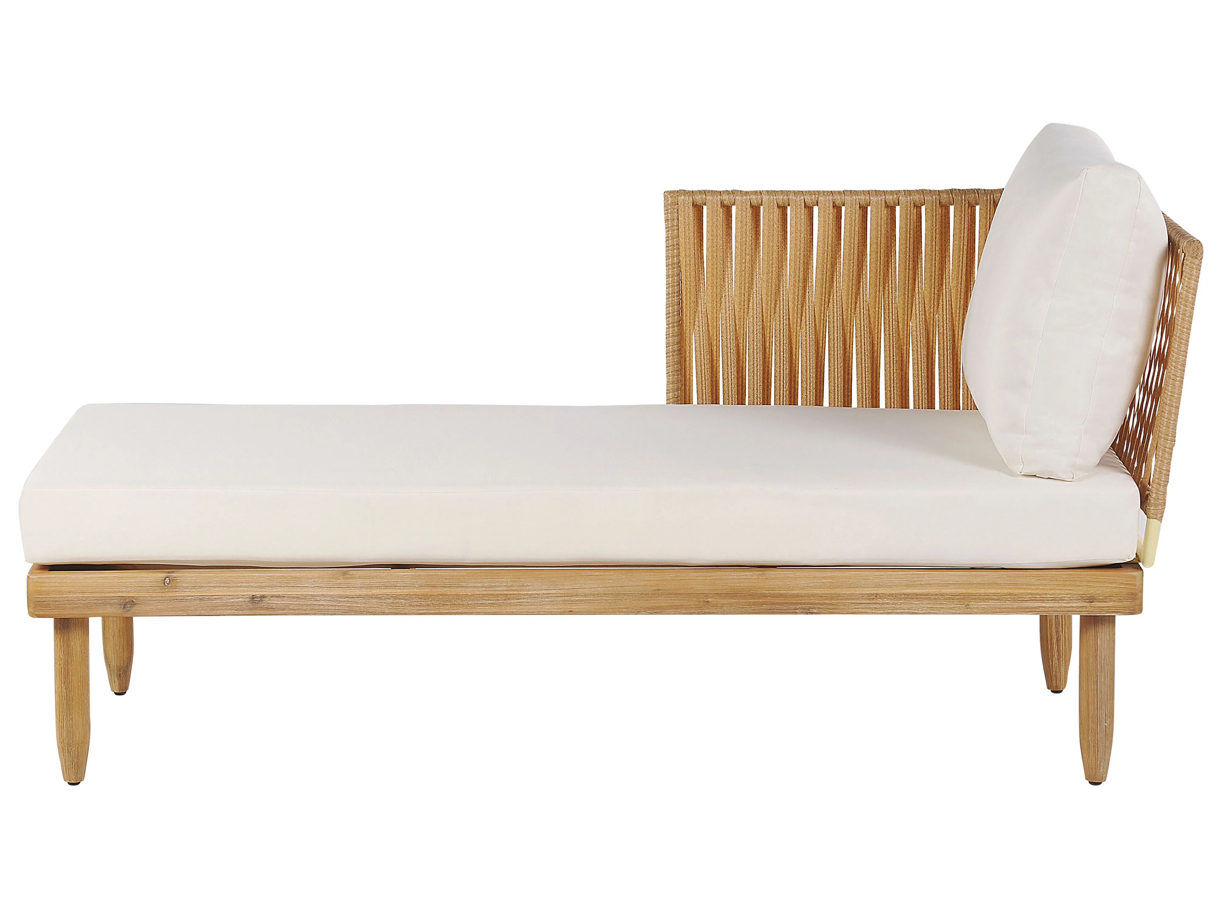 Loungeset met tafel 4-zits CREMONA rechtszijdig Acaciahout Gebroken wit