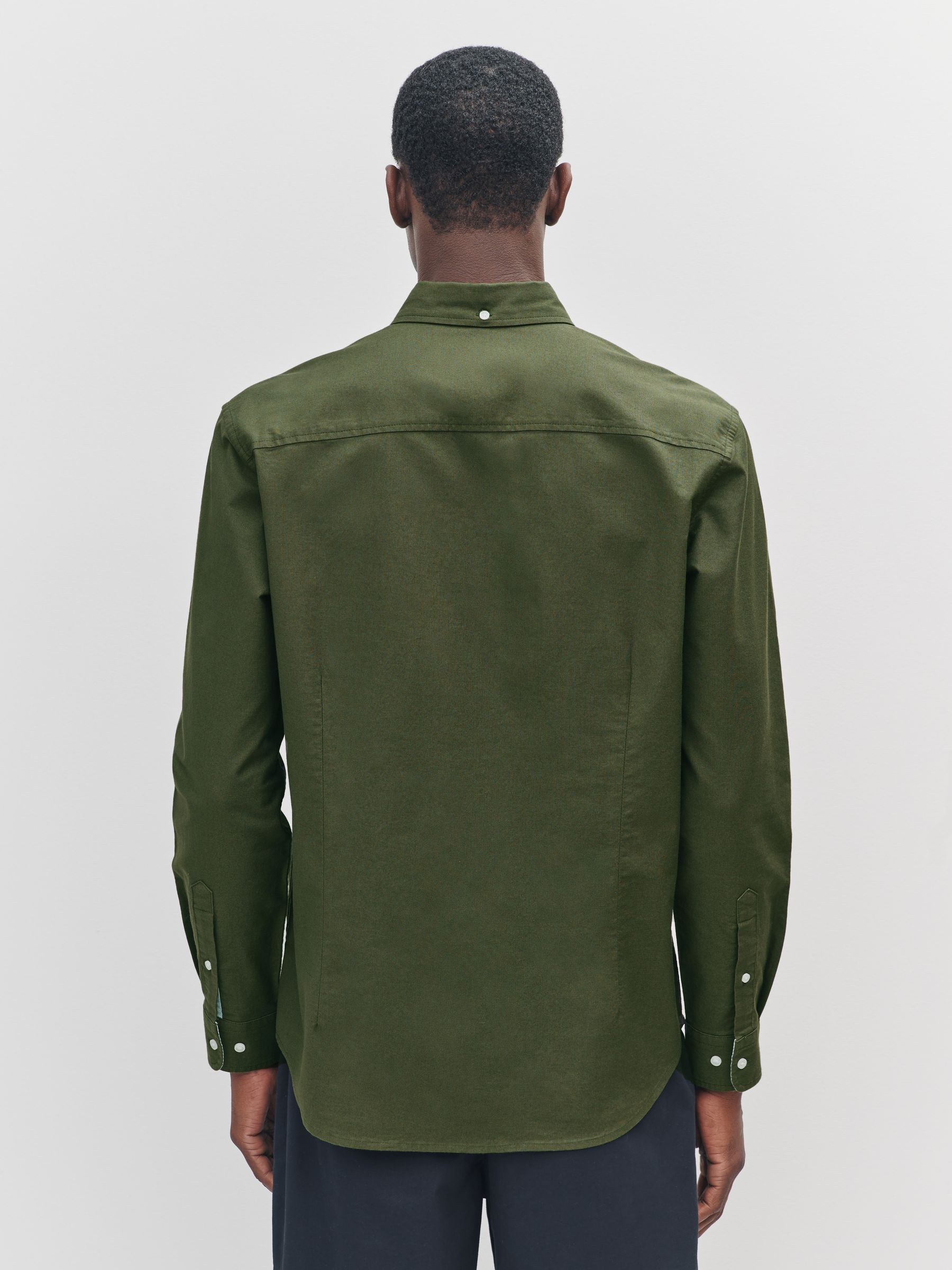 Donkergroen - Slim Fit - Oxford-hemd met lange mouwen