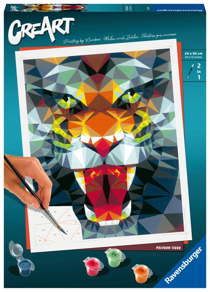 Ravensburger CreArt - Malen nach Zahlen 23514 - Polygon Tiger - ab 12 Jahren