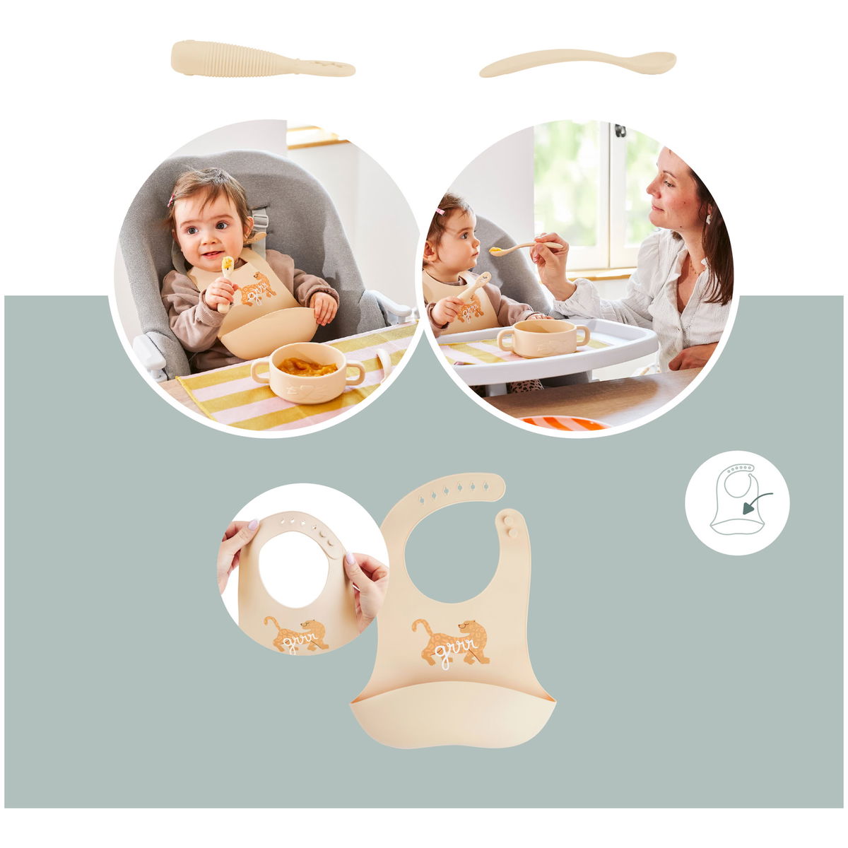 BabymoovBabymoov   Baby First Meal Silikon Geschirr Set Mini Roar