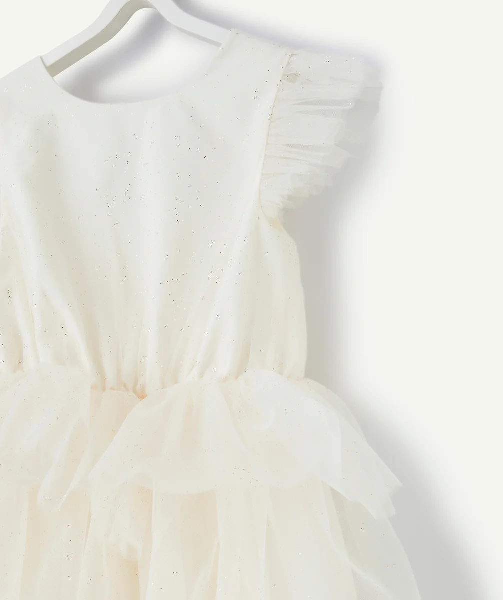 robe de cérémonie fille en tulle écru pailleté