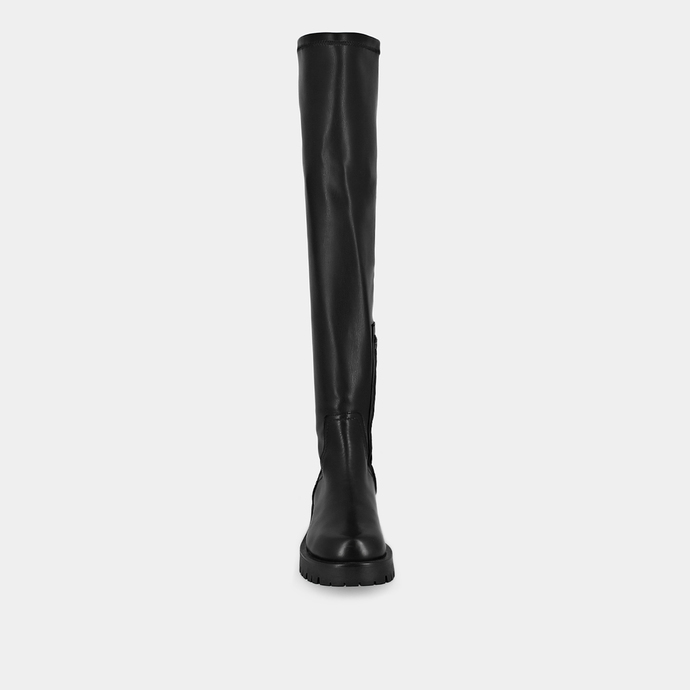 Bottes à semelles crantées  en cuir noir