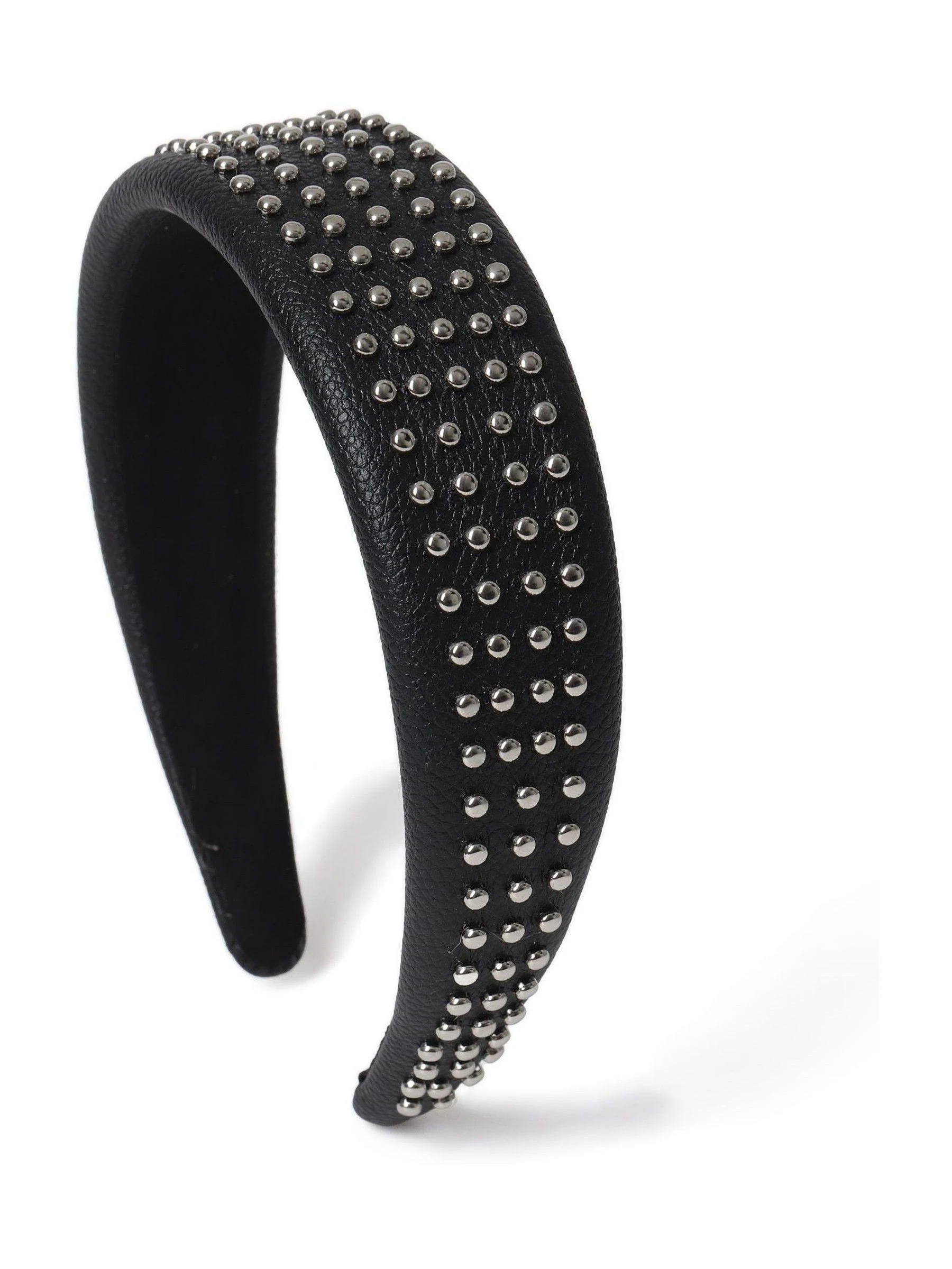 Aela Thick Studded Puff Black Headband