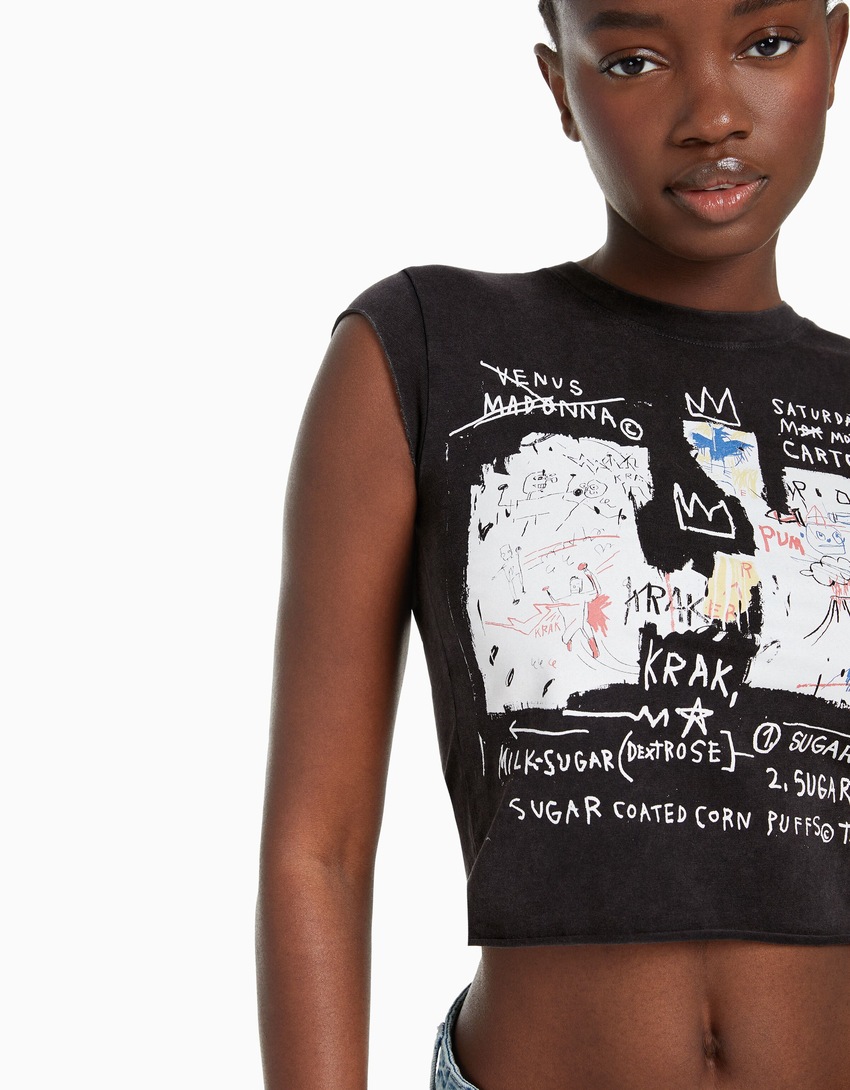 Camiseta de manga curta com estampa de Jean-Michel Basquiat