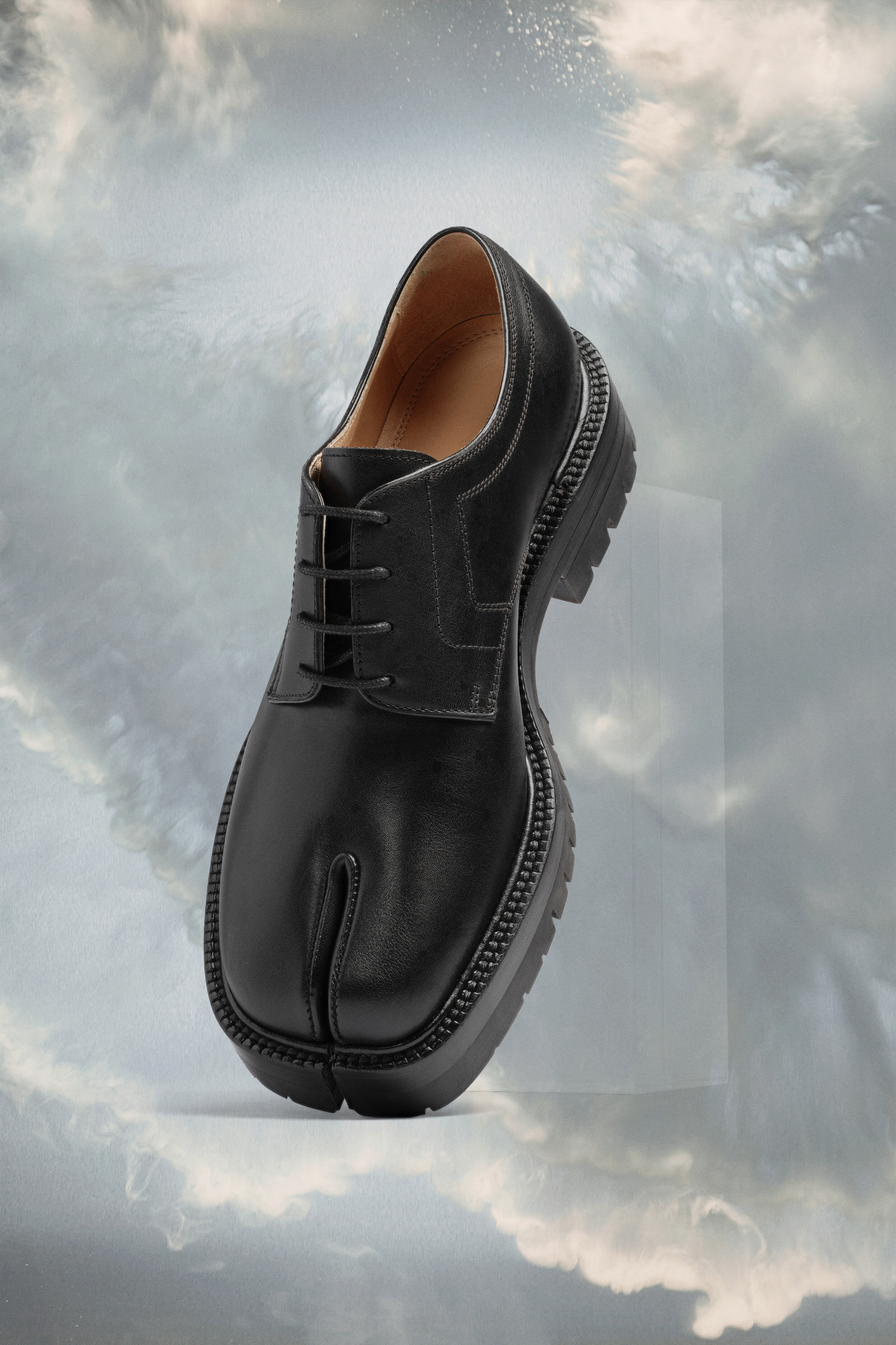 Tabi à lacets en cuir de veau pour femme