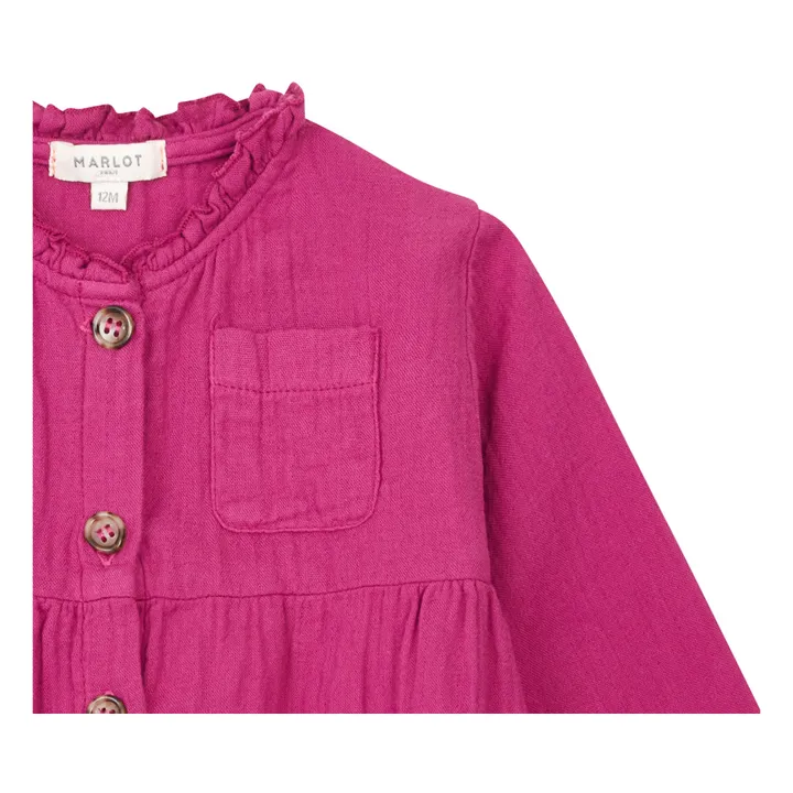 Marlot Paris Robe Gaze de Coton Romane | Rose fuschia