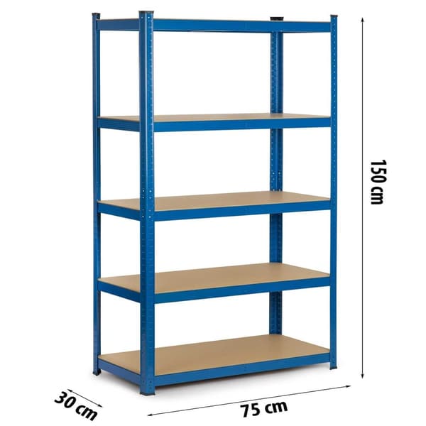 Robust metallhylle for oppbevaring, 150 x 75 x 30 cm - Humberg 4842