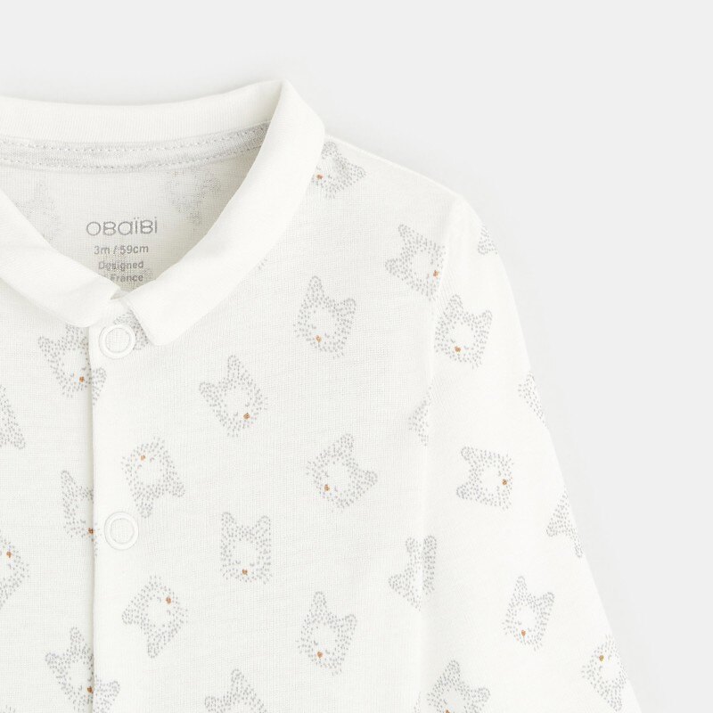 Body manches longues chats blanc naissance Blanc