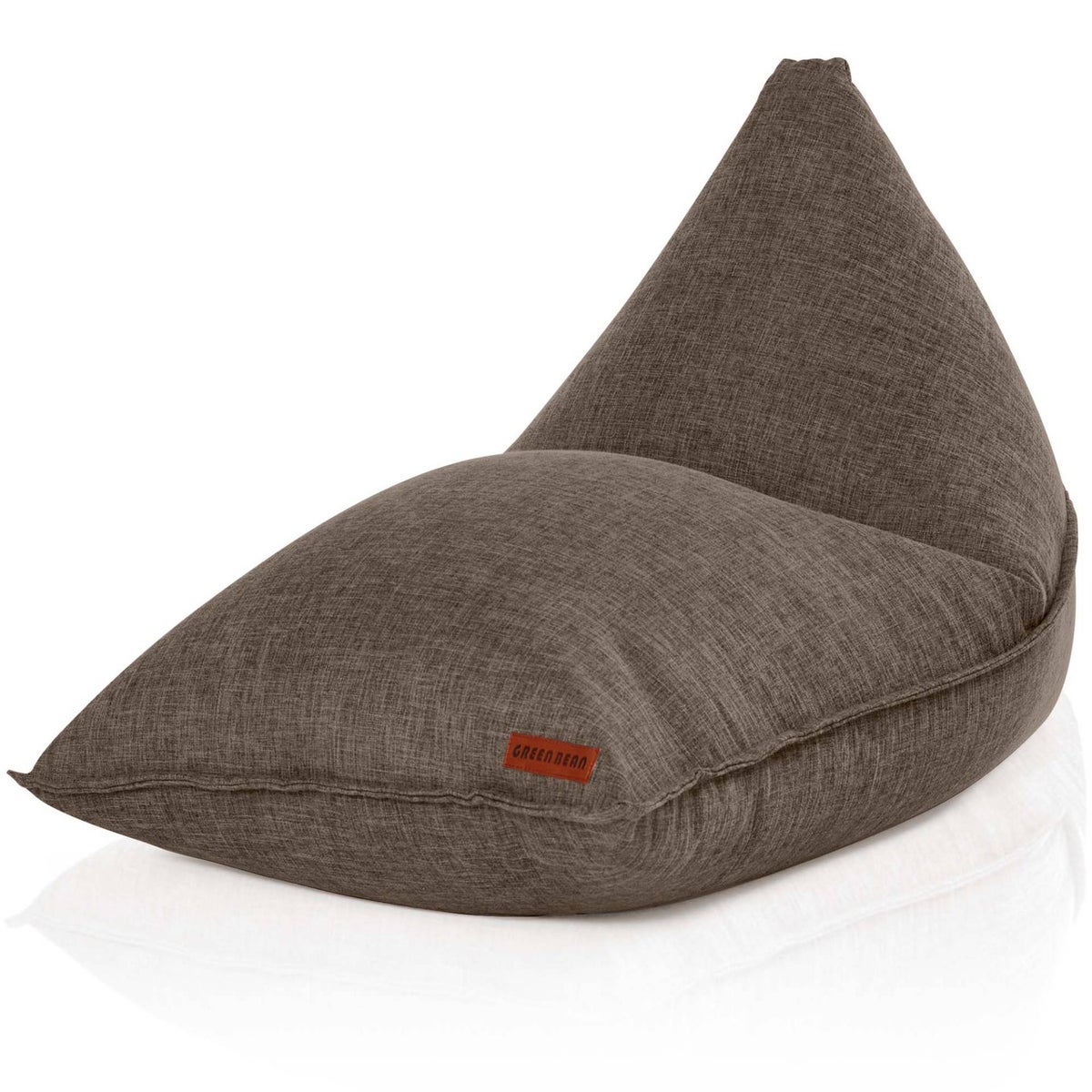 Green Bean Triangle Zitzak 150x100x100cm met 220 liter EPS-korrelvulling - Knuffelzacht en wasbaar - Binnenkussen van stof voor op de vloer, ligstoel en zitkussen - Bruin
