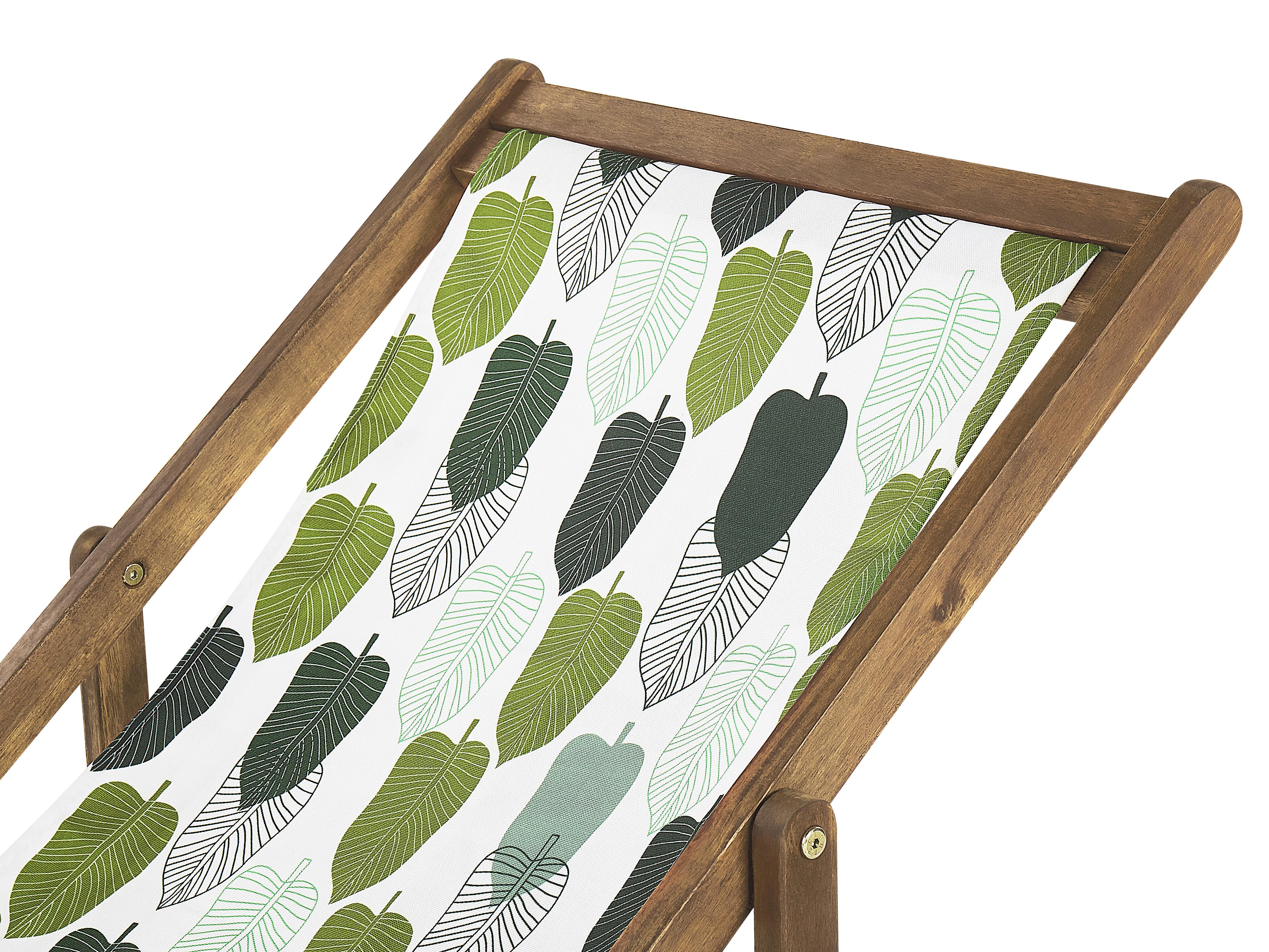 Set van 2 inklapbare ligstoelen ANZIO met vervangingshoezen Bloemen motief Acaciahout Lichtbruin