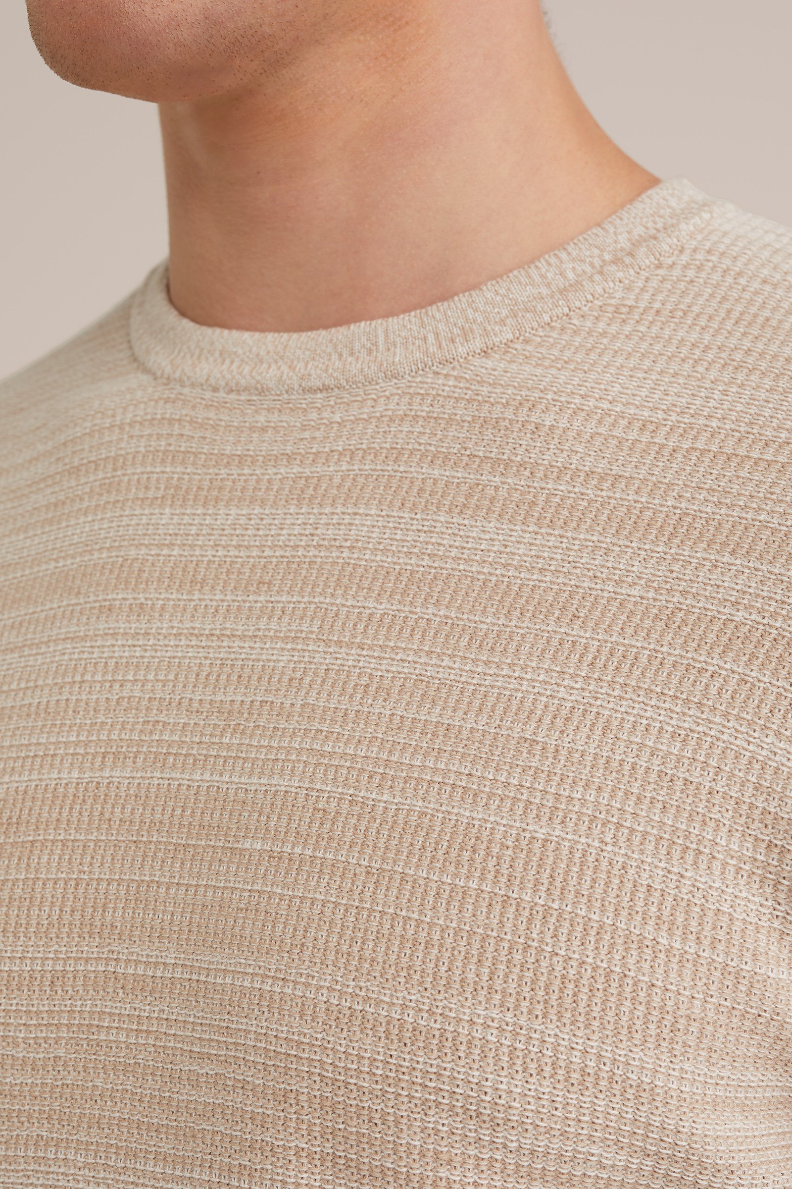 trui met structuur WE Fashion Beige