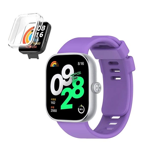 Phonecare Kit Capa Anti-Impacto   Bracelete Smoothsilicone Compativel Com Xiaomi Redmi Watch 4 Roxo