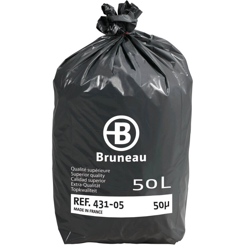 Sac poubelle 50 litres qualité supérieure Bruneau gris - 200 sacs