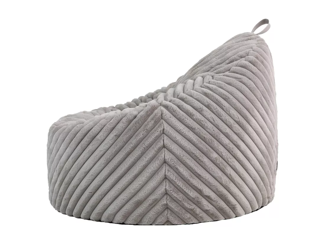 Pouf imitation fourrure côtelée gris clair - COCOON