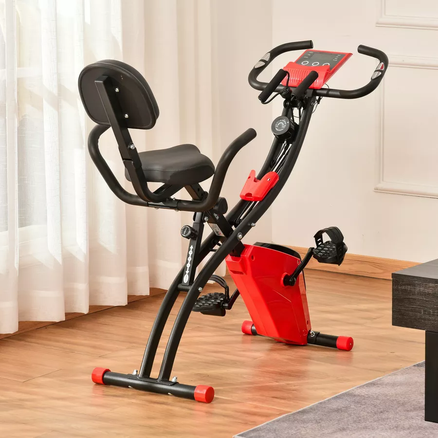 HOMCOM Fahrradtrainer mit LCD Display rot, schwarz
