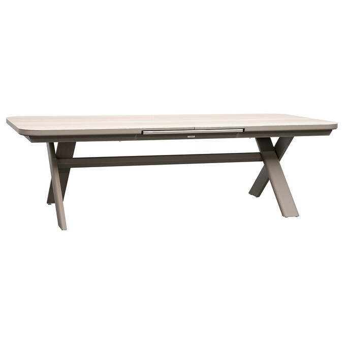Ensemble table de jardin extensible VOLUPTY + 12 fauteuils AXANT Sarrasin & Café