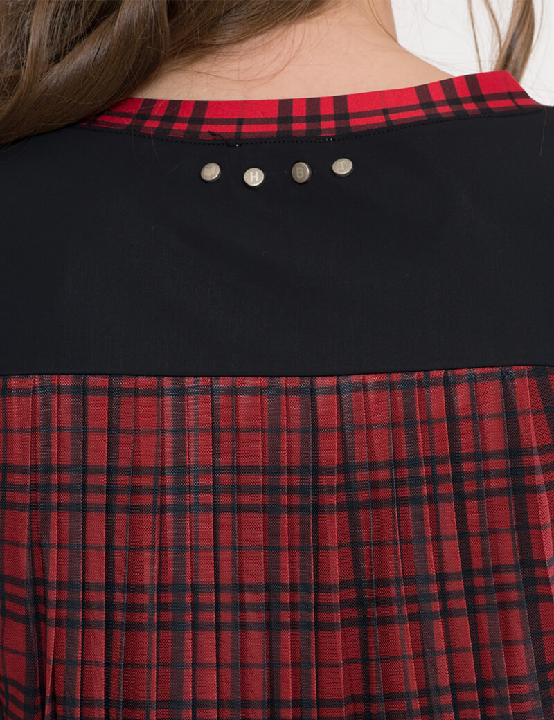 HBT PALACE - NATALIA ROBE PLISSÉ DOS RED TARTAN