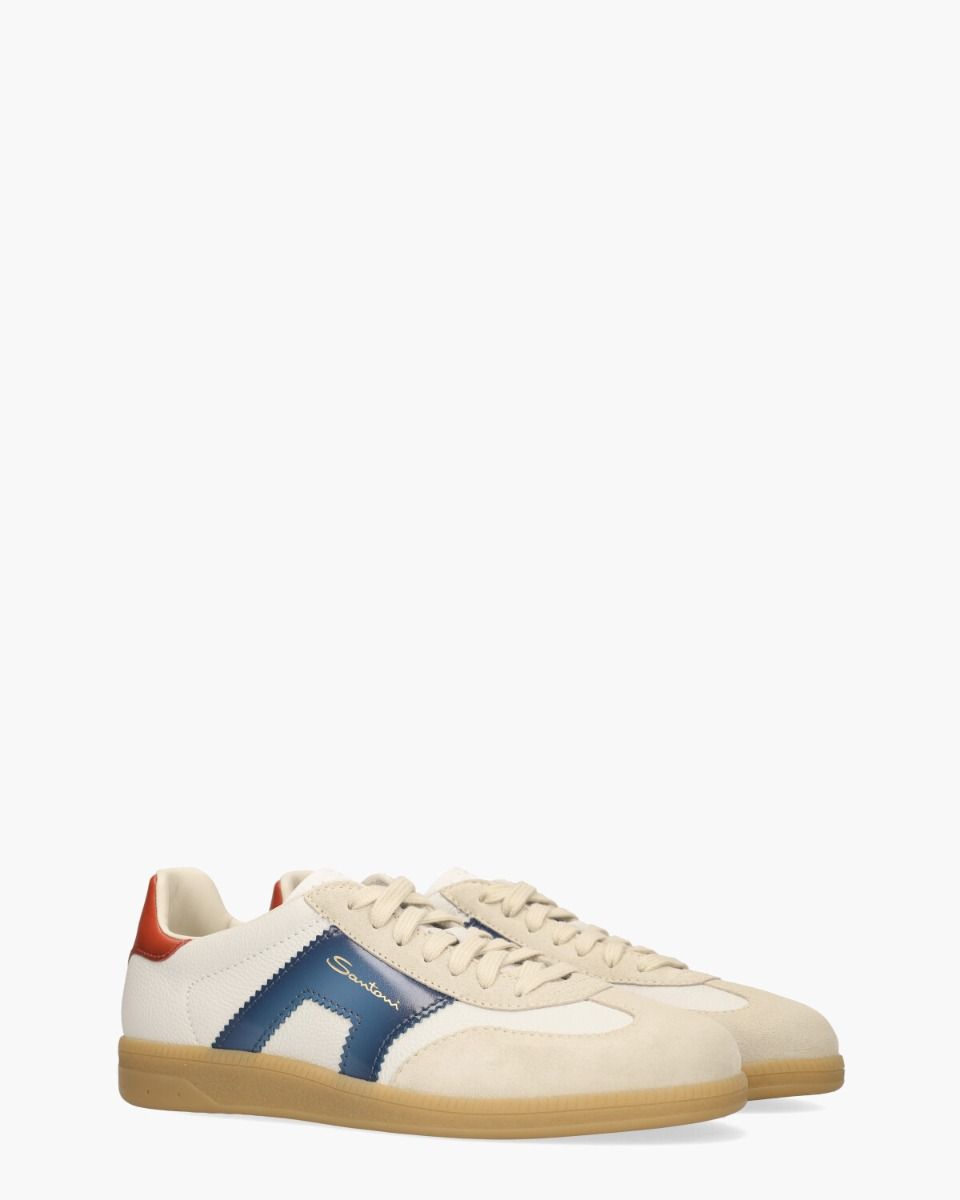 Santoni 21965 Off-White/Blauw/Rood Herensneakers