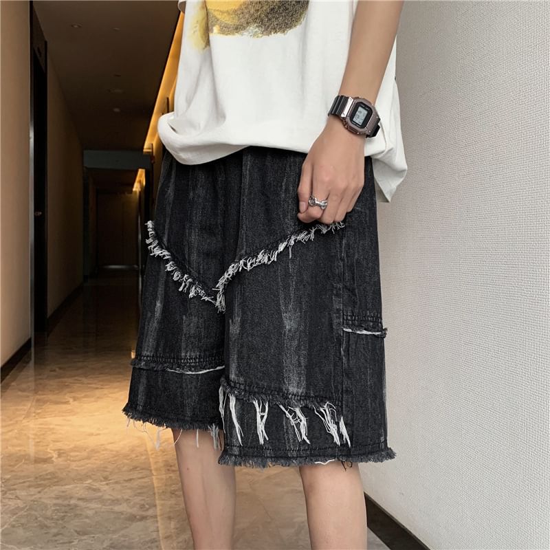 Cowpow - Mid Rise Washed Denim Shorts