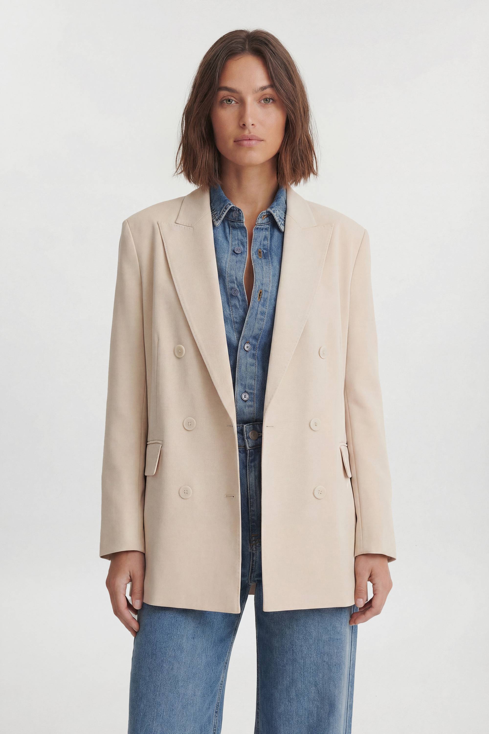 KarenMillen Blazer Ajusté À Double Boutonnage Avec Manches Froncées