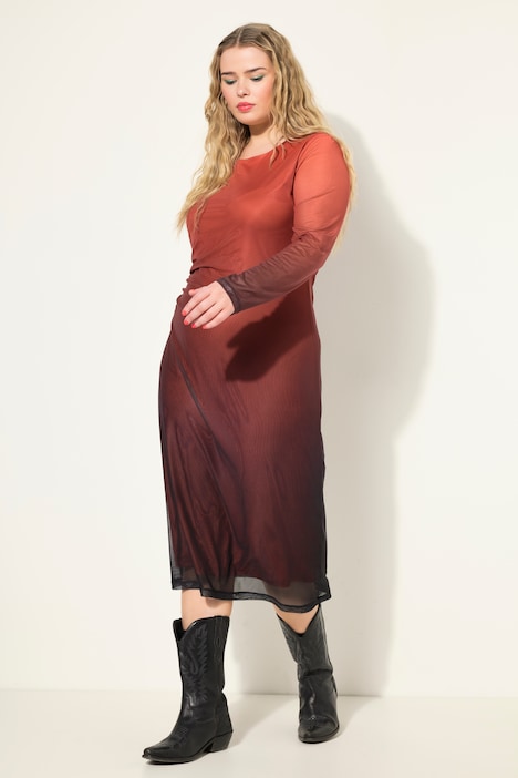 Maxikleid, Mesh, Slim Shape, Drapierung