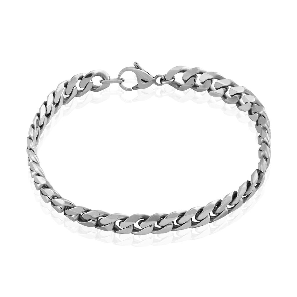 Bracelet Achille Maille Gourmette Acier Blanc
