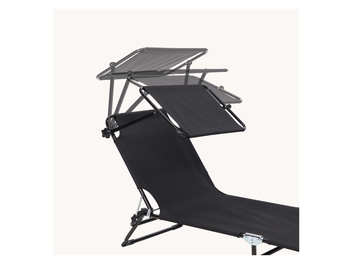 Infinity goods opvouwbaar ligbed met zonnescherm - Black