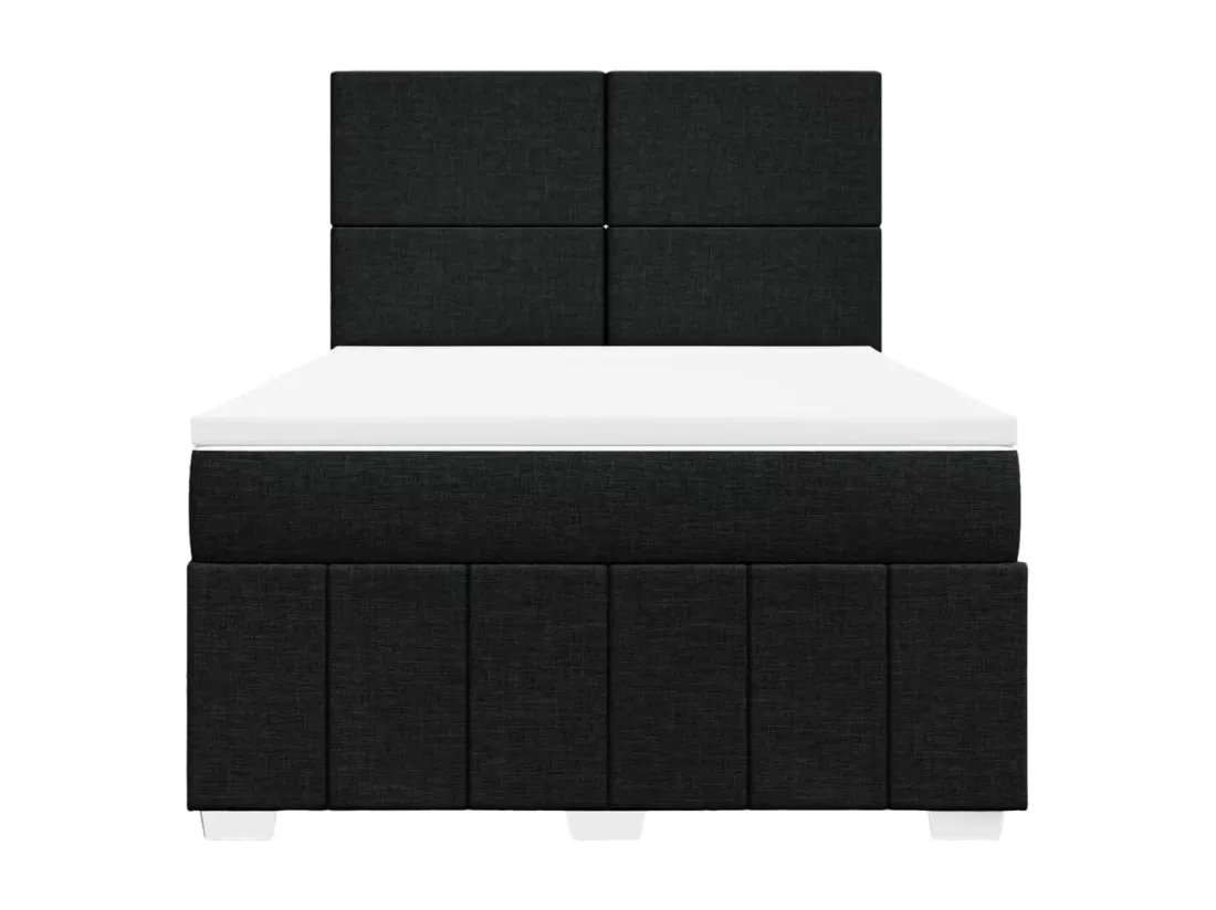 Sommier à lattes de lit avec matelas Noir 140x190 cm Tissu
