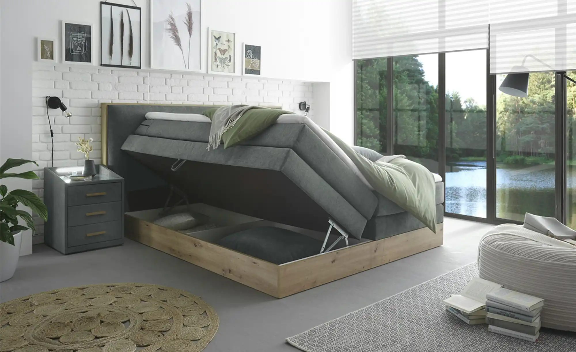 uno Boxspringbett mit Bettkasten Nox