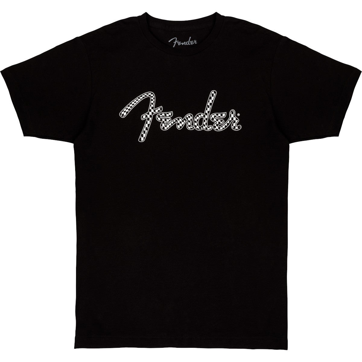 Fender Spaghetti Wavy Checker Logo T-shirt, Black, XL