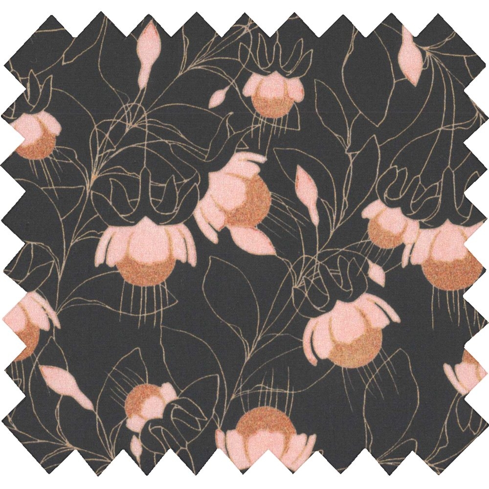 Tissu Coton Au Mètre Ex2251 Clochettes Enchantées Noir
