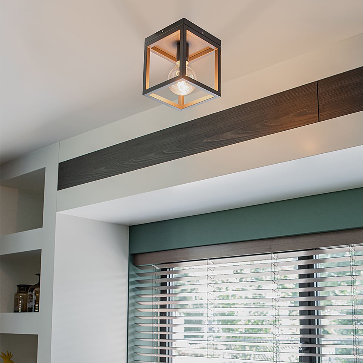 Industriële smart plafondlamp donkergrijs incl. Wifi G95 - Cage