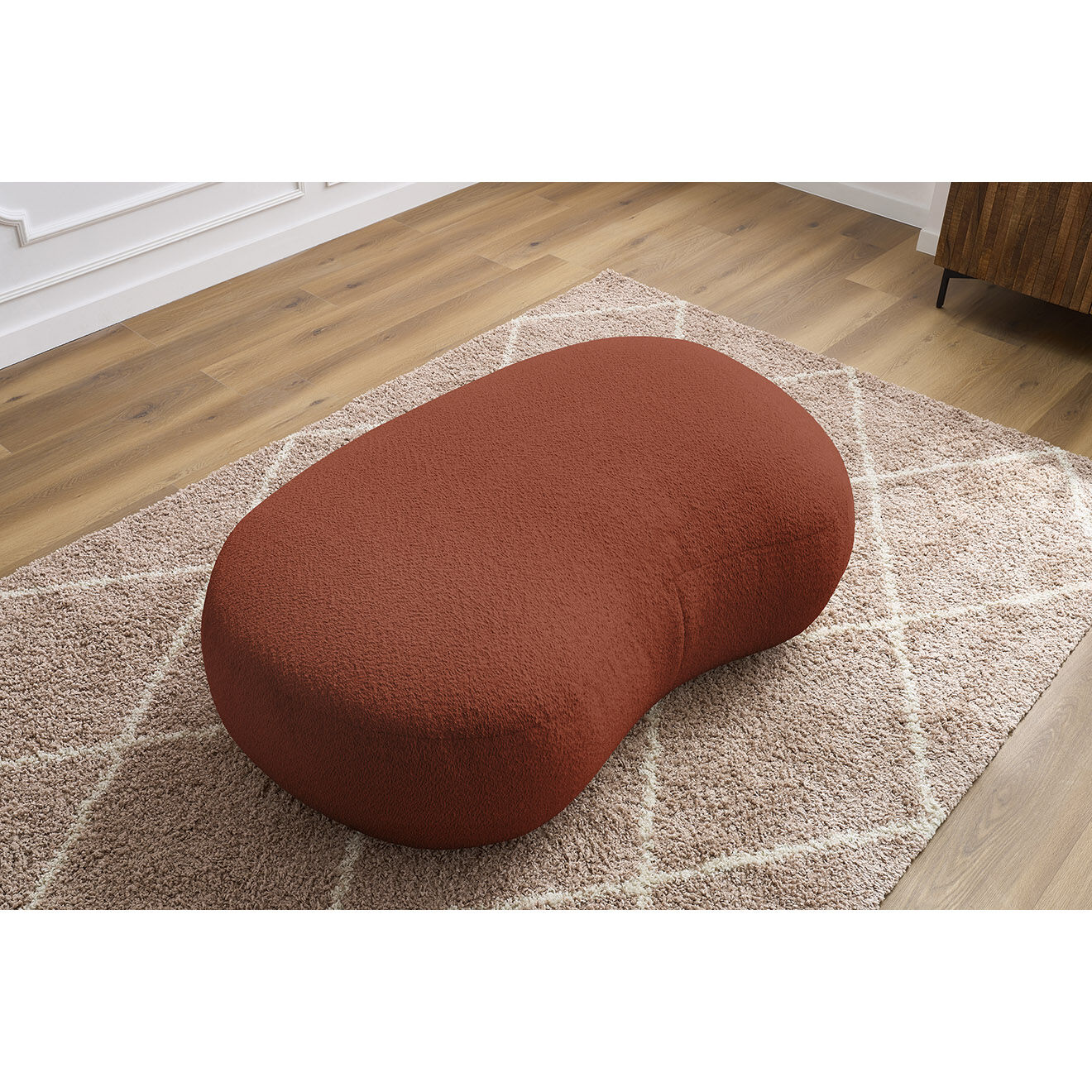 Bobochic Pouf Saint-Germain tissu bouclette orange - 147x90x47 cm