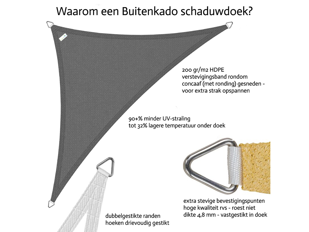 Buitenkado 3x4x5 hdpe schaduwdoek - sand beige