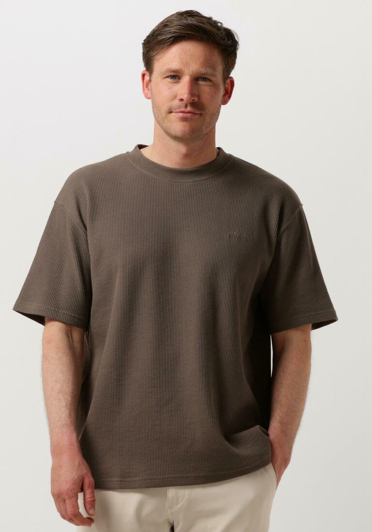 WOODBIRD bruine woodbird t-shirt wbbaine waffel tee