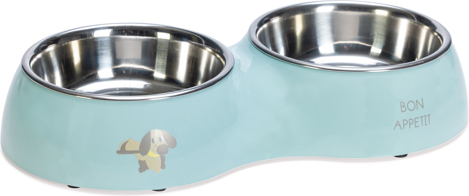 Beeztees hondenvoer en -drinkbak Droppy blauw 34 x 17,5 x 6 cm - 2x 350 ml