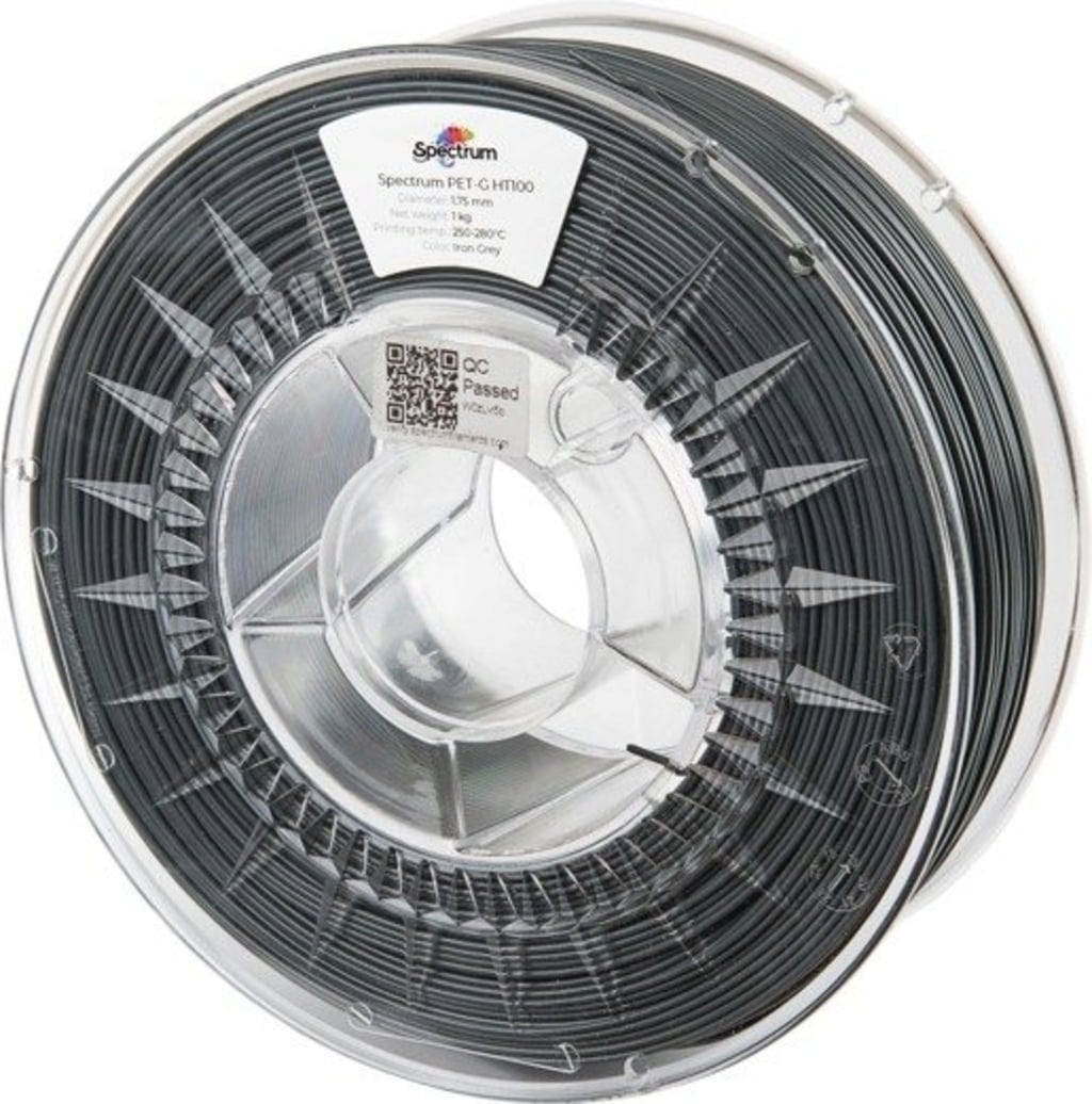 Spectrum  PET-G HT100 Iron Grey, 1,75 mm / 1000 g    Temperaturbeständiges PET-G mit ausgezeichneter Dimensionsstabilität