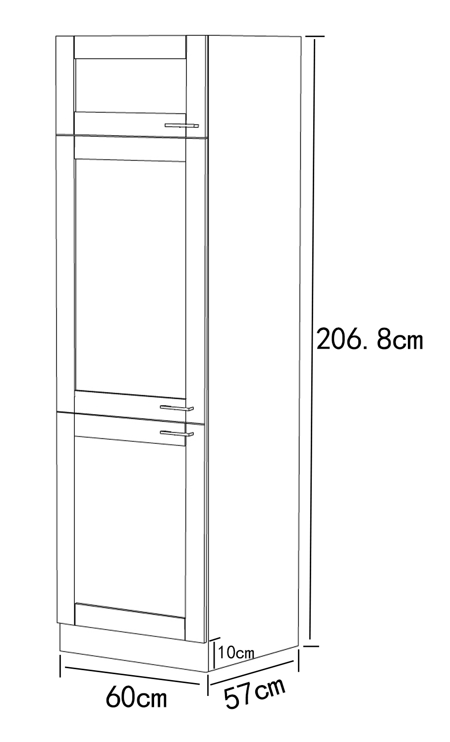Hochschrank COLURA - weiß-anthrazit - 60 cm
