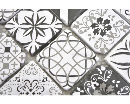 Glasmozaïek XCM 8RBW47 30x30 cm wit/zwart