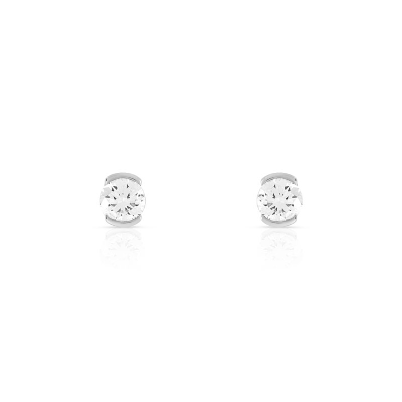 Boucles d'oreilles or 750 blanc diamant