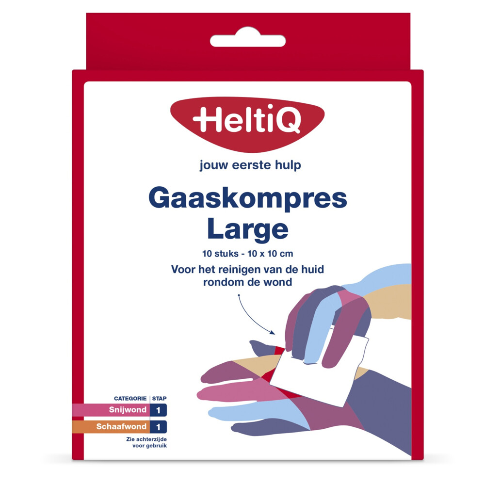 HeltiQ Gaaskompres Large 10 x 10 cm10 stuks