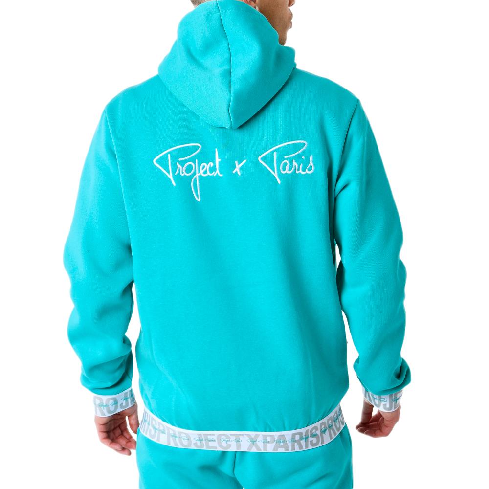 Project X Paris Sweat à Capuche Zippé Turquoise Homme Project X Paris Logote