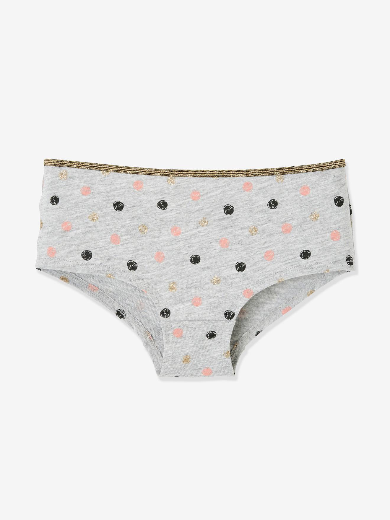 Pacote com 5 shorts estampados cinza claro para meninas