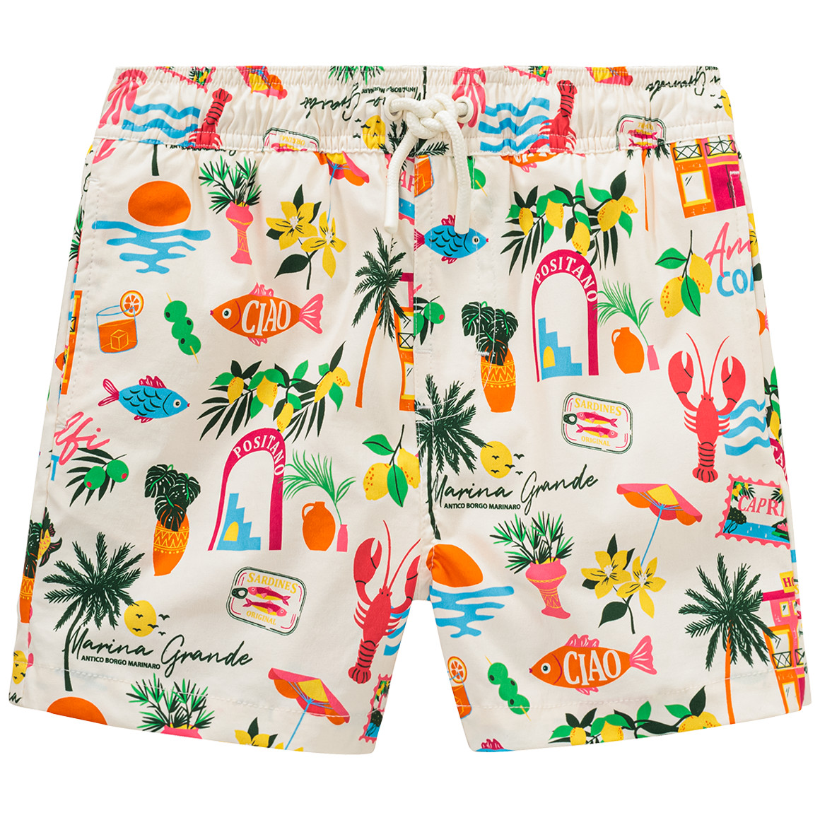 Jonas Nielsen Jungen Badeshorts mit Allover-Muster weiss / bunt