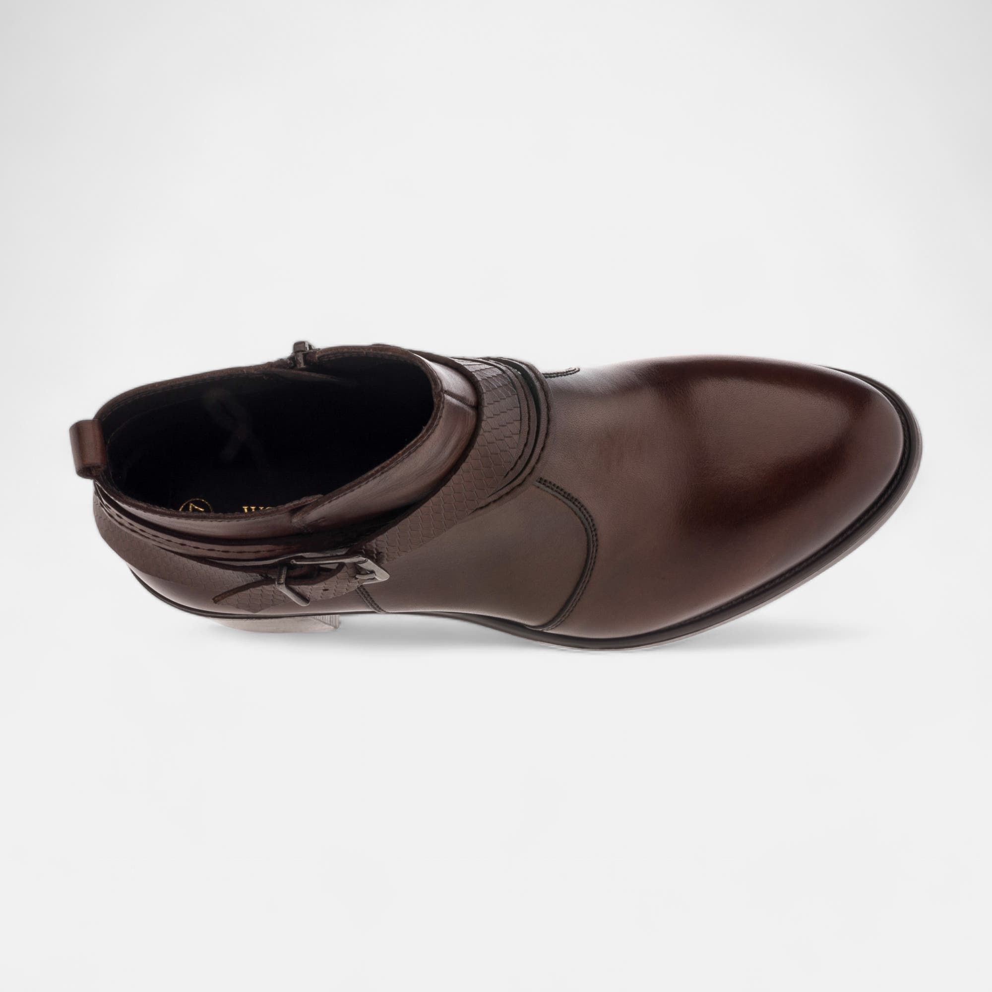 Bottines à talon Femme en cuir cognac