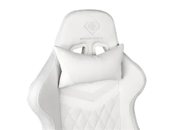 DELTACO GAMING GAM-080 - Spillestol - ergonomisk - armstøtter - T-formet - vippe - drejeled - kunstig læder - hvid, RGB